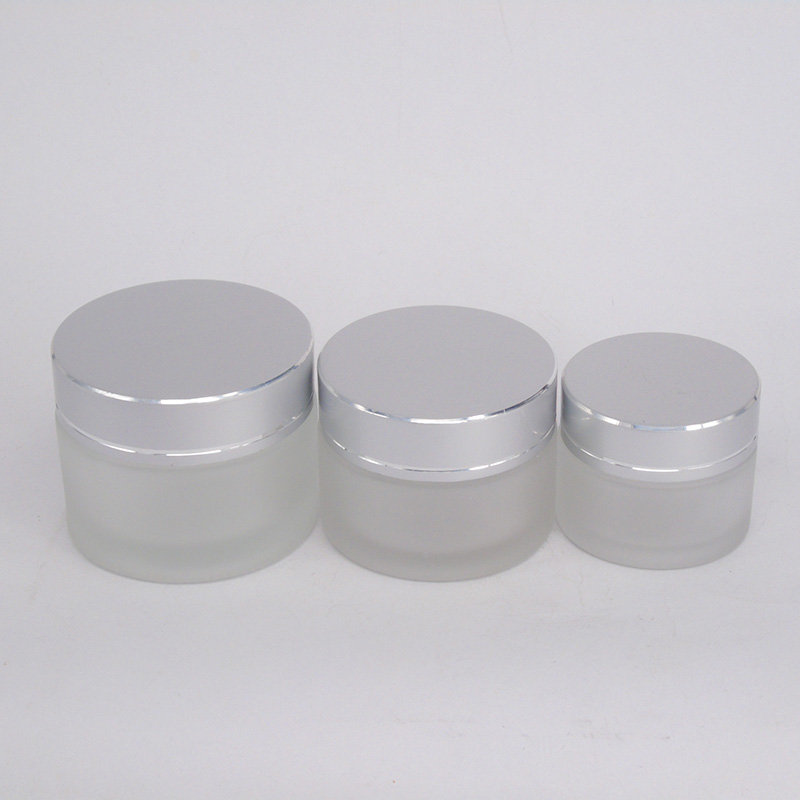clear frosted glass cosmetic cream jar 50ml