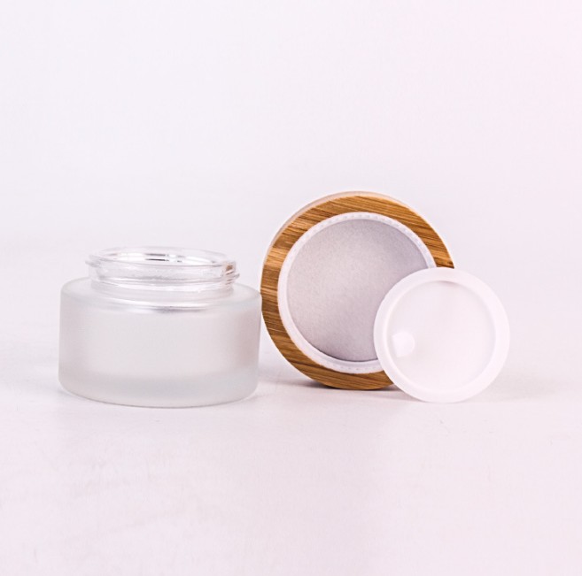 clear frosted glass cream jar with bamboo lid 65ml 125ml bamboo cosmetic cream jars