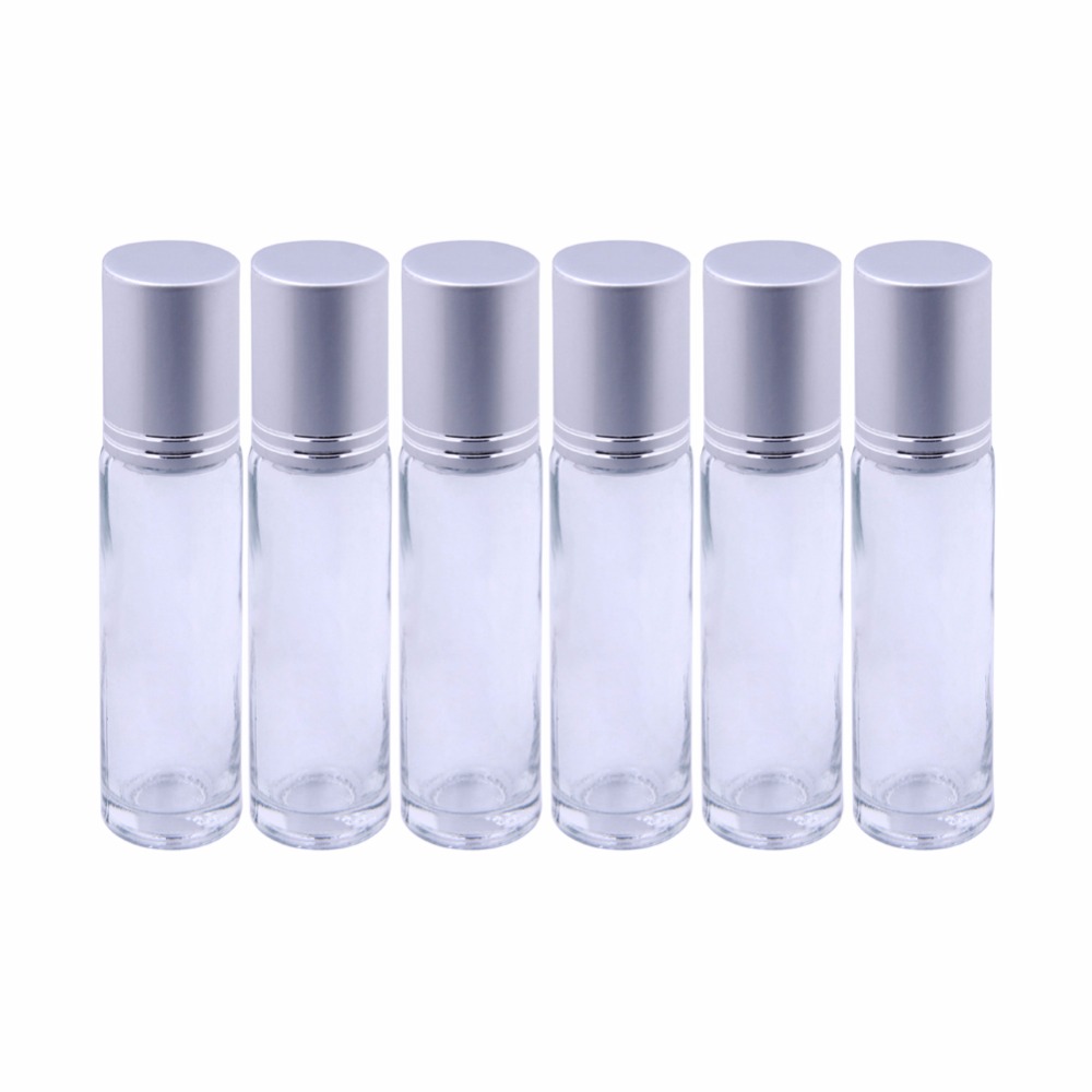 clear glass assorted Natural Quartz gemstone roller bottles for essential oil