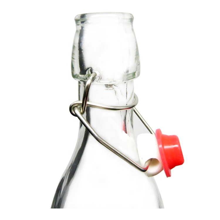 clear glass beer drinking/lemonade/juice bottle with swing clip top wholesale