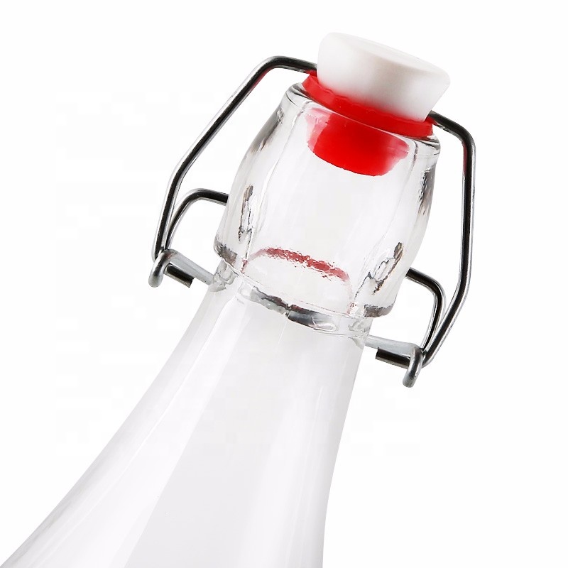 clear glass beer drinking/lemonade/juice bottle with swing clip top wholesale