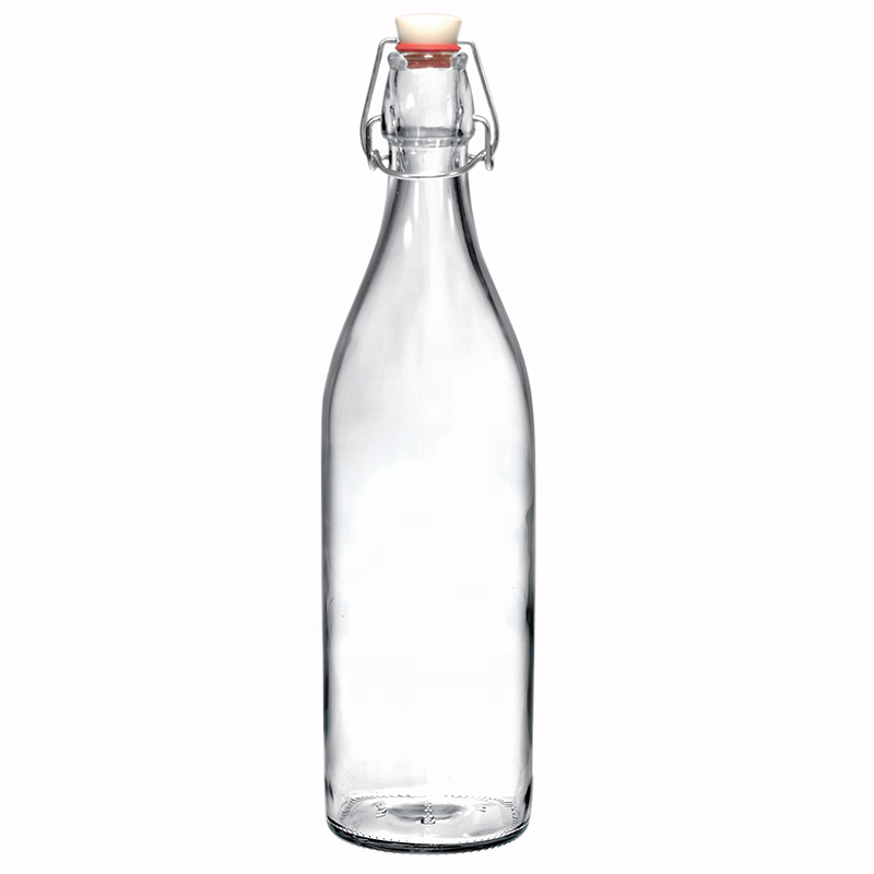 clear glass beer drinking/lemonade/juice bottle with swing clip top wholesale
