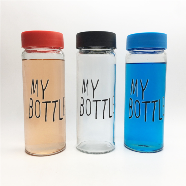 clear glass beverage drinking milk juice bottle water bottle with plastic cap