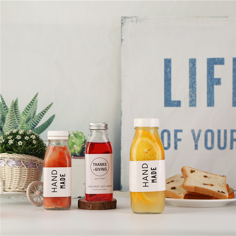 clear glass bottle 350ml beverage,milk tea/kombucha glass bottle with screw lid