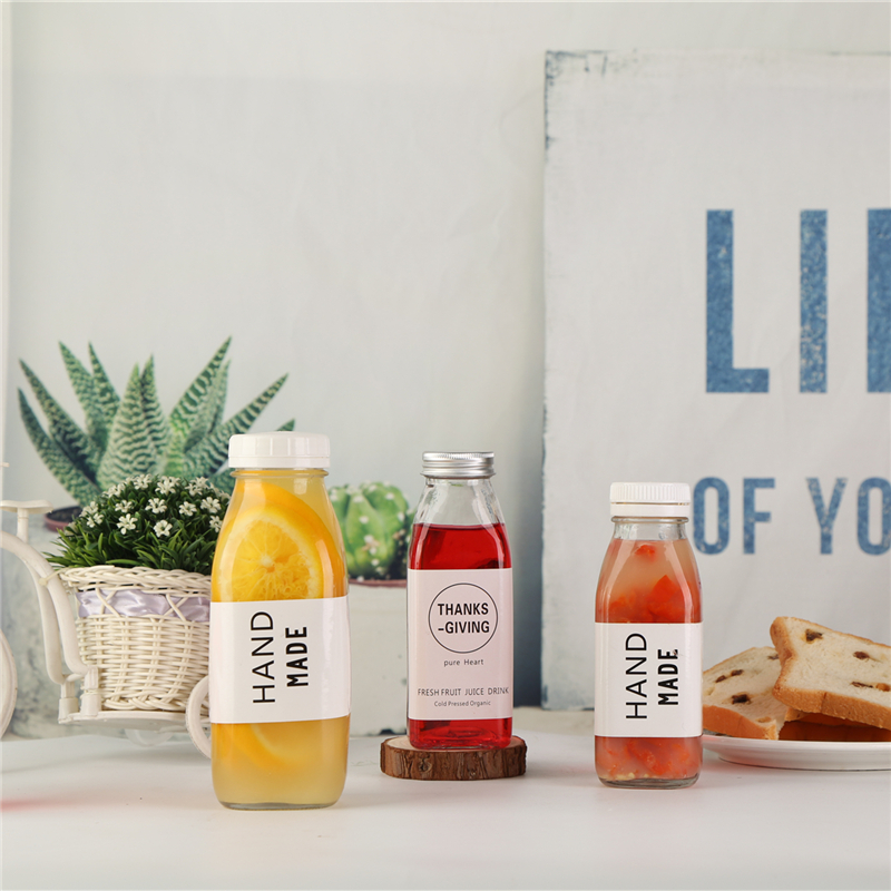 clear glass bottle 350ml beverage,milk tea/kombucha glass bottle with screw lid