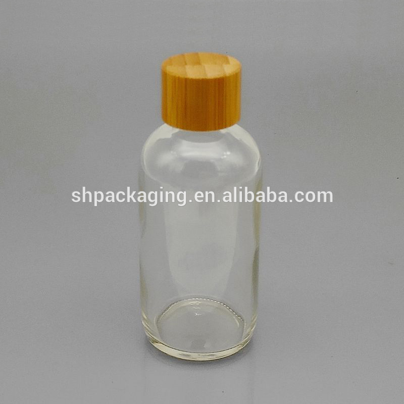 clear glass bottles with bamboo cap 24/410 bamboo dropper 1oz 4oz spray bottle and 10ml 30ml roll on bottles
