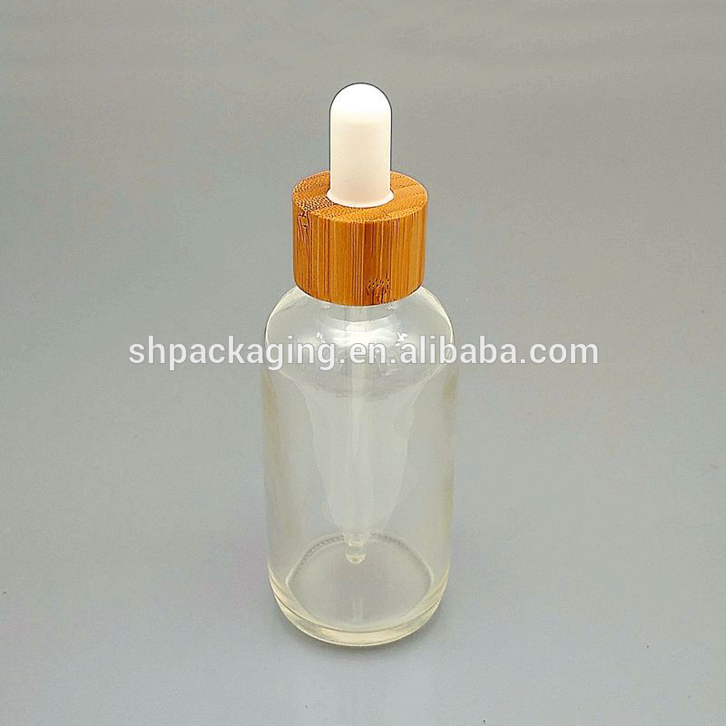 clear glass bottles with bamboo cap 24/410 bamboo dropper 1oz 4oz spray bottle and 10ml 30ml roll on bottles