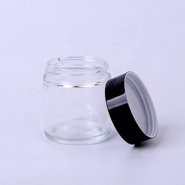 clear glass cosmetic cream jar 5g 10g 20g 30g 50g black lid glass jars 20ml 30 ml 50ml clear glass jar with black lid