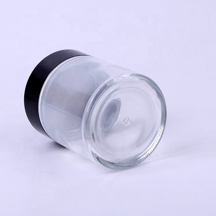 clear glass cosmetic cream jar 5g 10g 20g 30g 50g black lid glass jars 20ml 30 ml 50ml clear glass jar with black lid