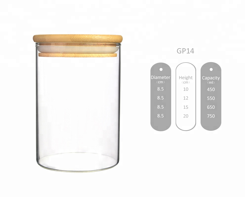 clear glass jar with bamboo lid food preservative jar