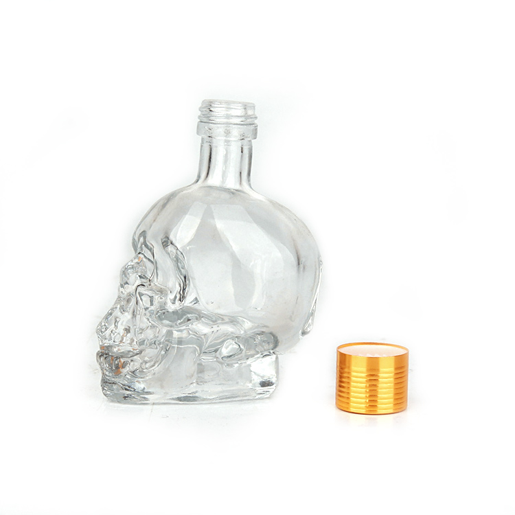 clear glass skull bottle aluminium plastic lids 15ml 30ml 50ml 100ml
