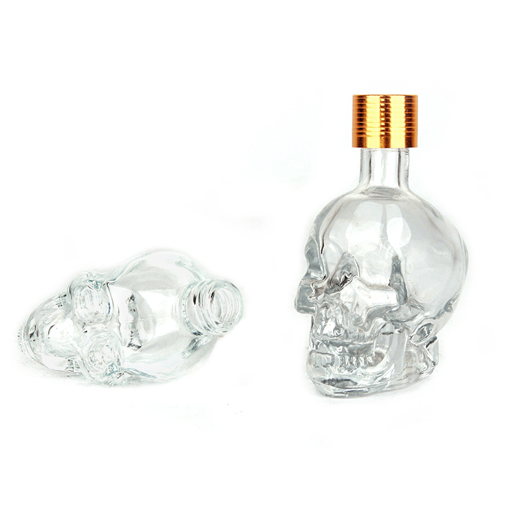 clear glass skull bottle aluminium plastic lids 15ml 30ml 50ml 100ml