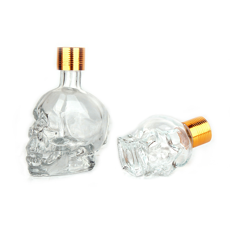 clear glass skull bottle aluminium plastic lids 15ml 30ml 50ml 100ml