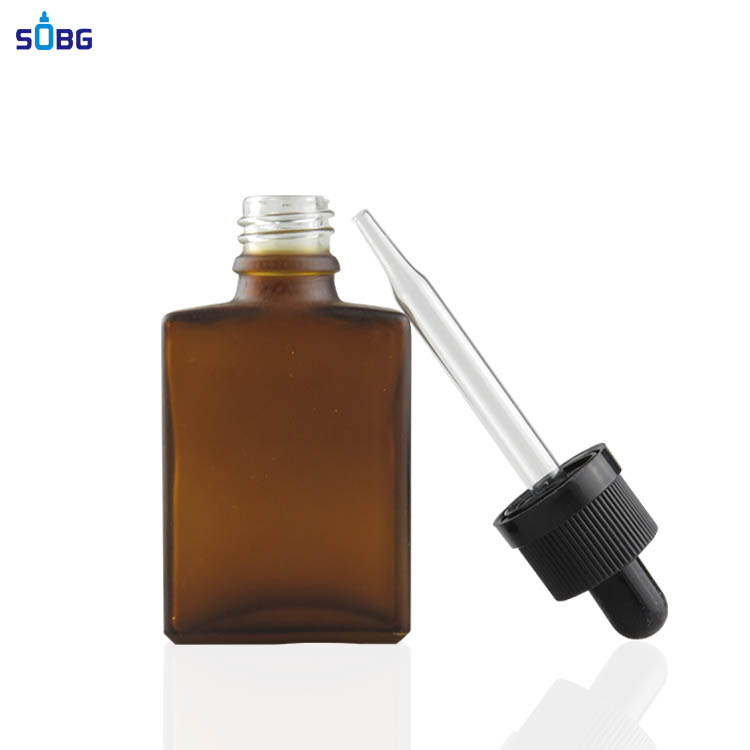 clear glass square perfume bottle frosted glass olive dropper bottle with child proof cap