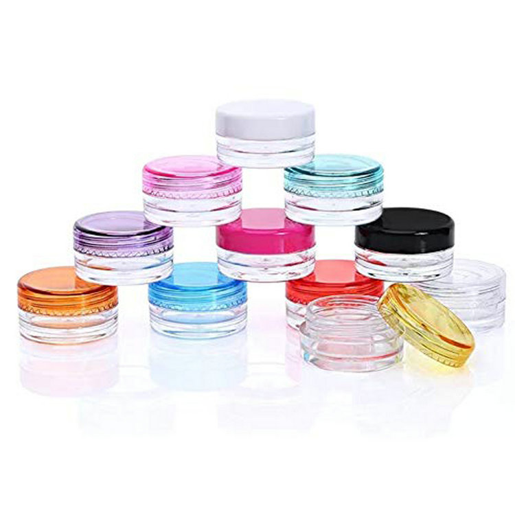 clear jar 3g 5g 10g 15g 20g 30g Empty Plastic Cream Jars Sample Pots Cosmetic Container with Colored Lids