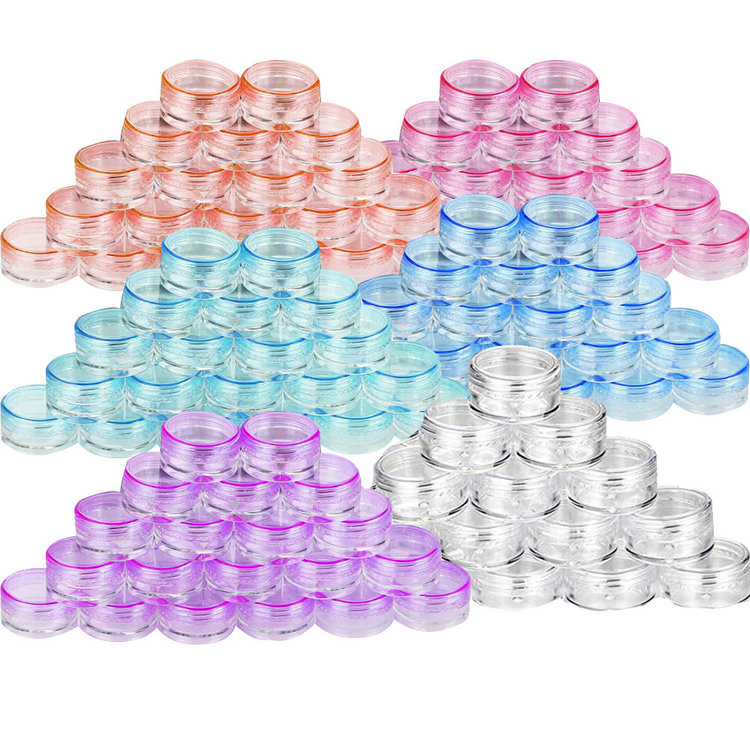 clear jar 3g 5g 10g 15g 20g 30g Empty Plastic Cream Jars Sample Pots Cosmetic Container with Colored Lids
