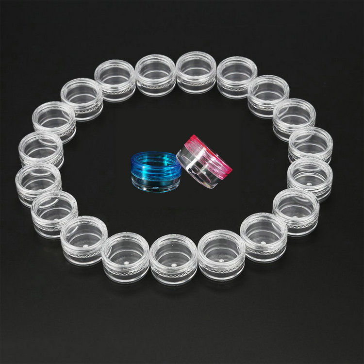 clear jar 3g 5g 10g 15g 20g 30g Empty Plastic Cream Jars Sample Pots Cosmetic Container with Colored Lids