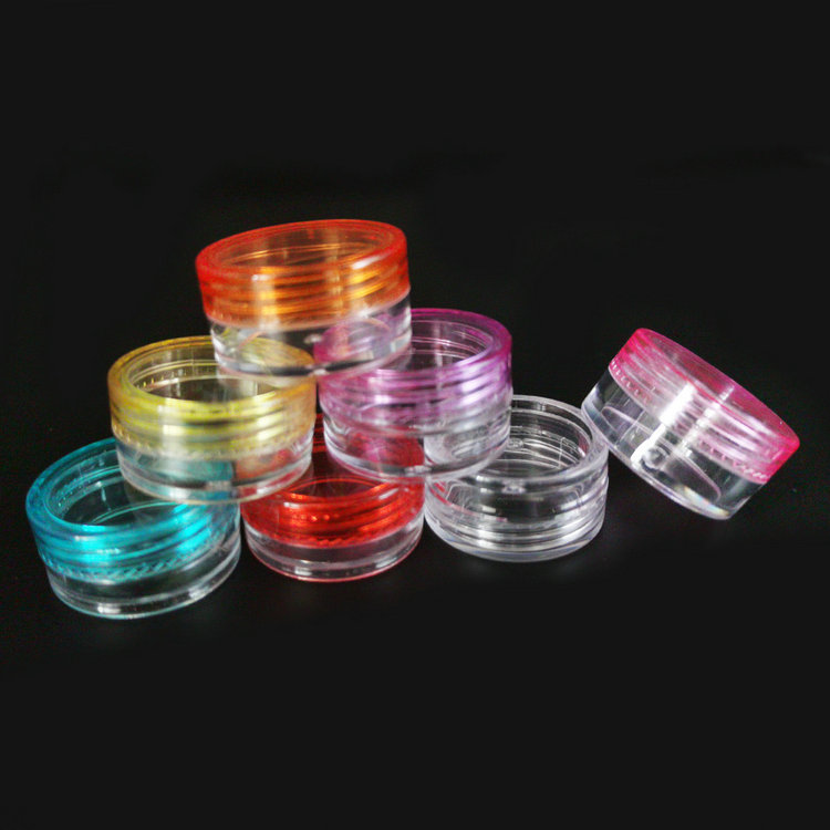 clear jar 3g 5g 10g 15g 20g 30g Empty Plastic Cream Jars Sample Pots Cosmetic Container with Colored Lids