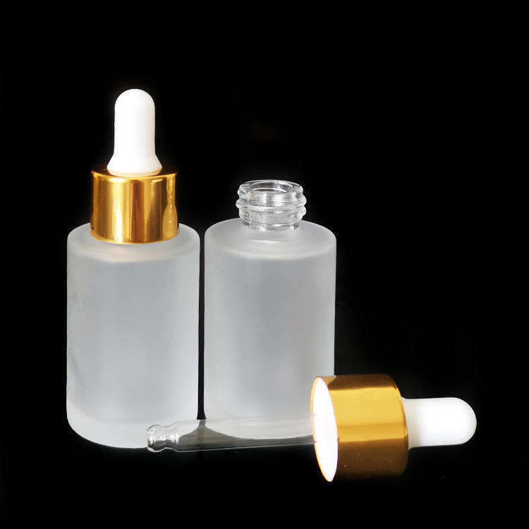 clear matt cosmetic 20ml 50ml 30ml flat shoulder frosted clear glass dropper bottle for essential oil