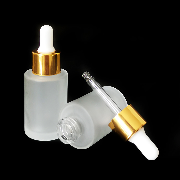 clear matt cosmetic 20ml 50ml 30ml flat shoulder frosted clear glass dropper bottle for essential oil