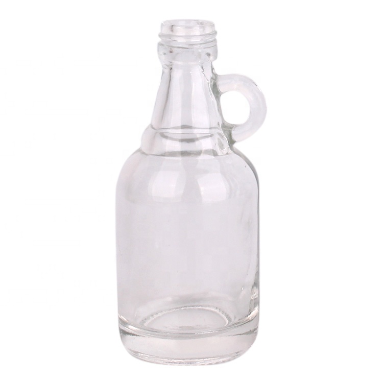 clear mini 50ml round handle screw aluminum closure oil glass bottle