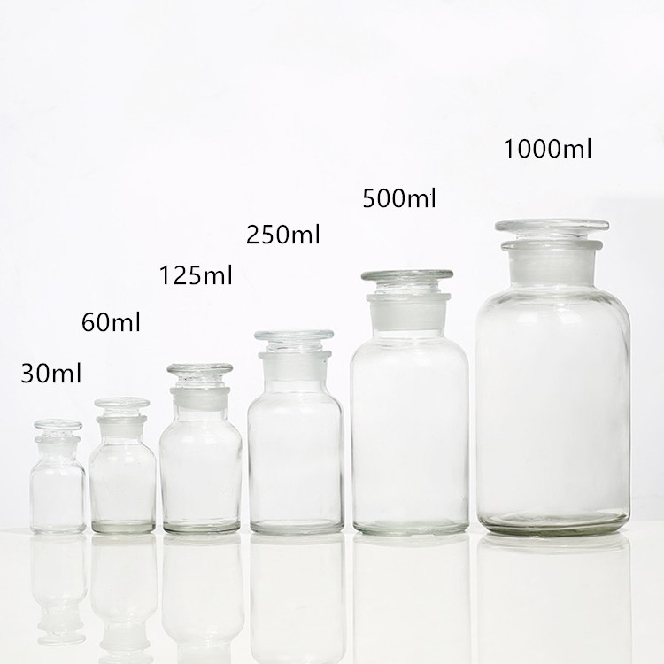 clear pharmaceutical glass medicine bottle 30ml 60ml 125ml 250ml 500ml 1000ml with glass cap
