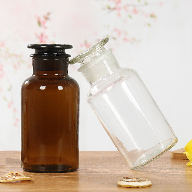 clear pharmaceutical glass medicine bottle 30ml 60ml 125ml 250ml 500ml 1000ml with glass cap