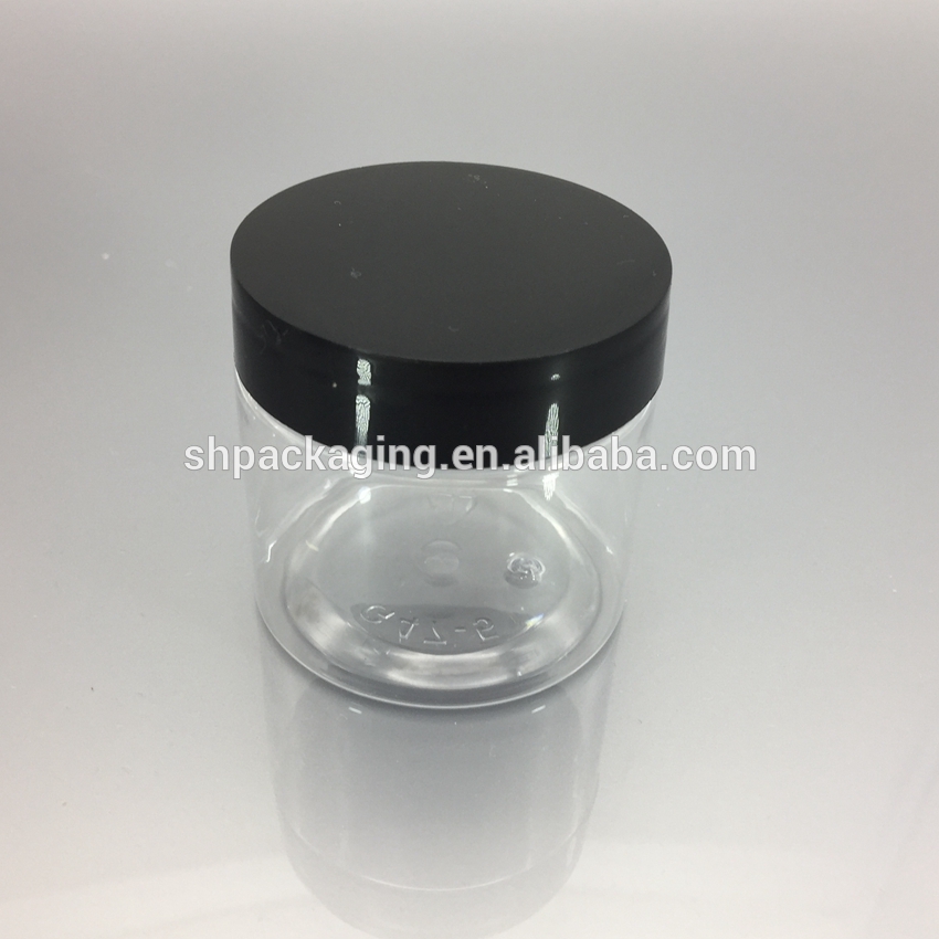 clear plastic pet cream jar black plastic cap 60ml cosmetic container 2oz plastic jar