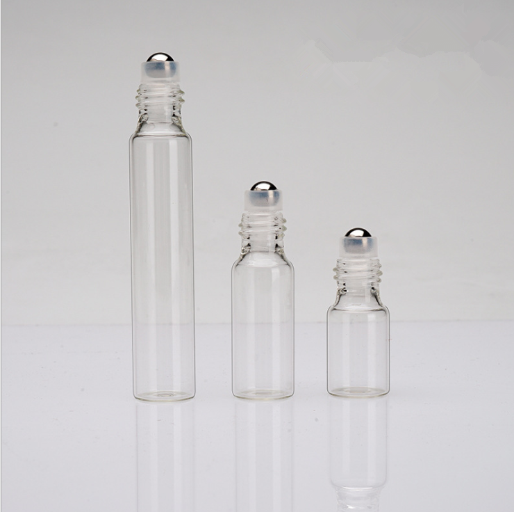 clear roll on glass 3ml 5ml 10ml roller bottle with white gold black aluminum cap