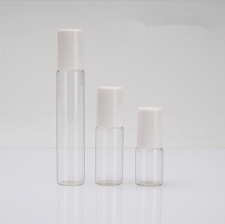 clear roll on glass 3ml 5ml 10ml roller bottle with white gold black aluminum cap
