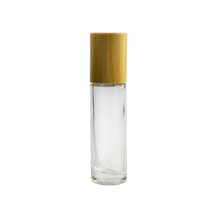 clear roller bottle 10ml glass roll on bottle with bamboo lid and rollers