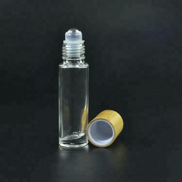 clear roller bottle 10ml glass roll on bottle with bamboo lid and rollers