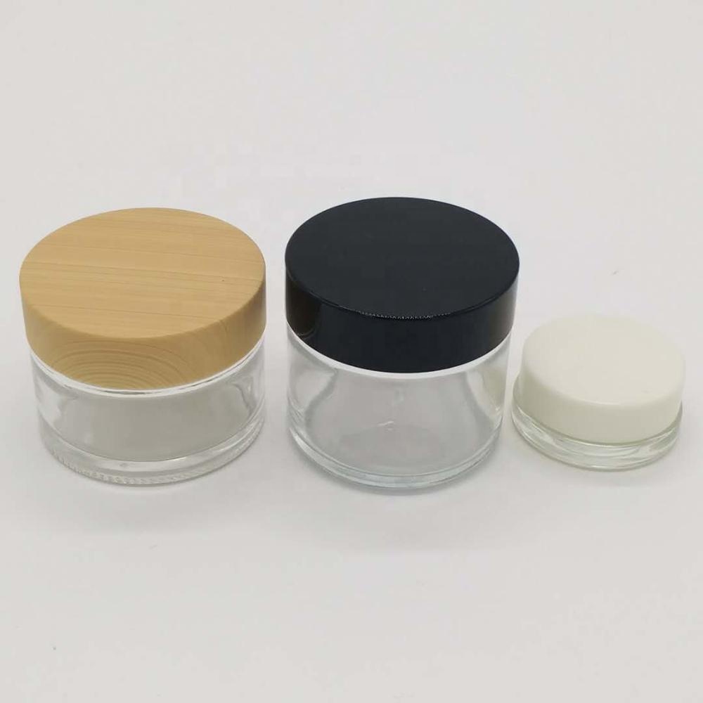 clear skincare packaging glass cream jar 60 ml with screw cap