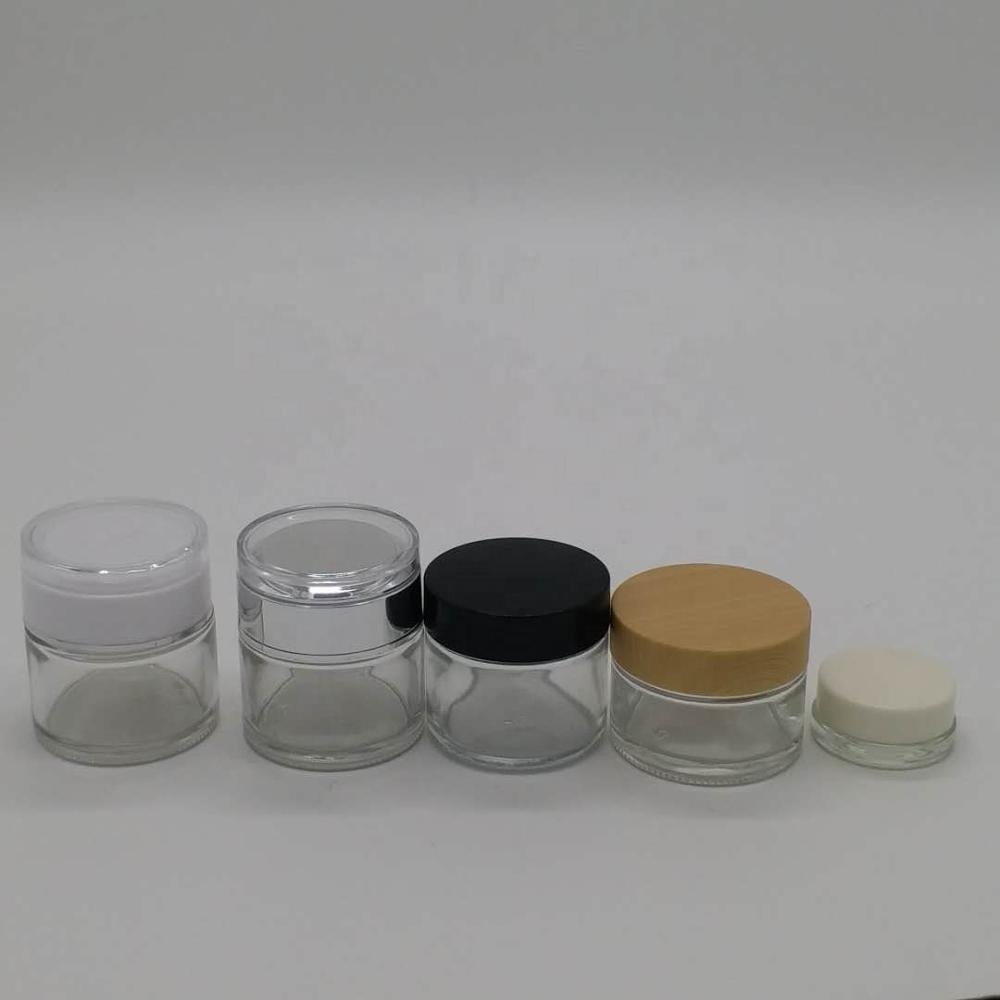 clear skincare packaging glass cream jar 60 ml with screw cap