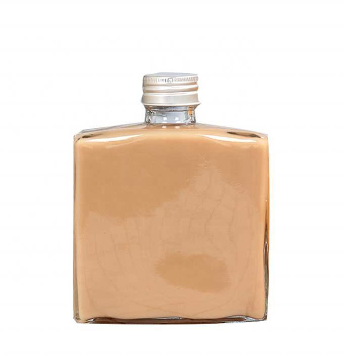 clear square 6oz eco reusability wine coffee cold juice beverage glass bottle with gold white silver cap 200ml250ml