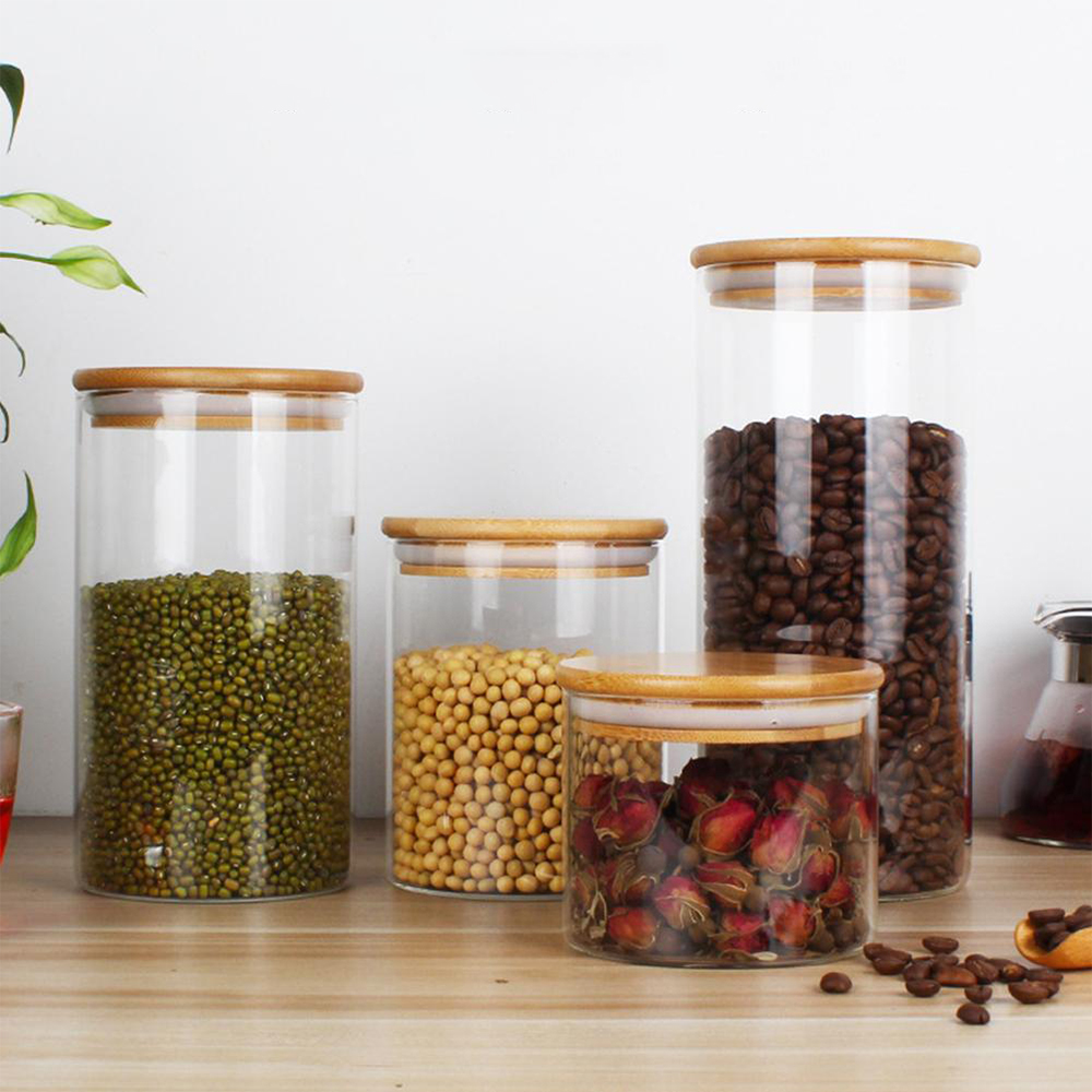 clear storage jars / tall glass containers / glass containers with lids