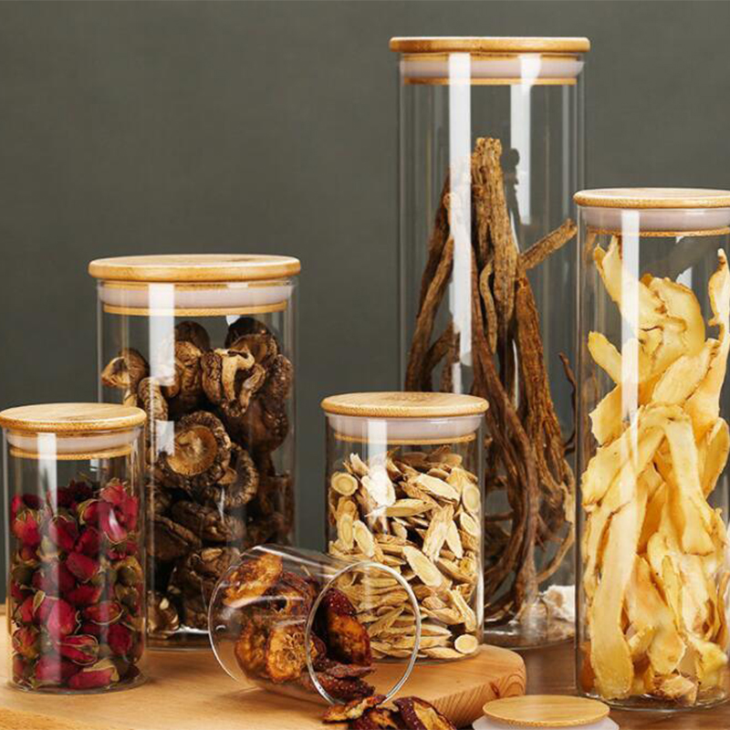 clear storage jars / tall glass containers / glass containers with lids
