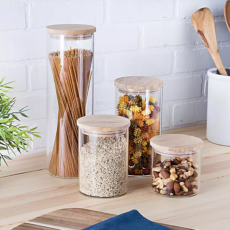 clear storage jars / tall glass containers / glass containers with lids