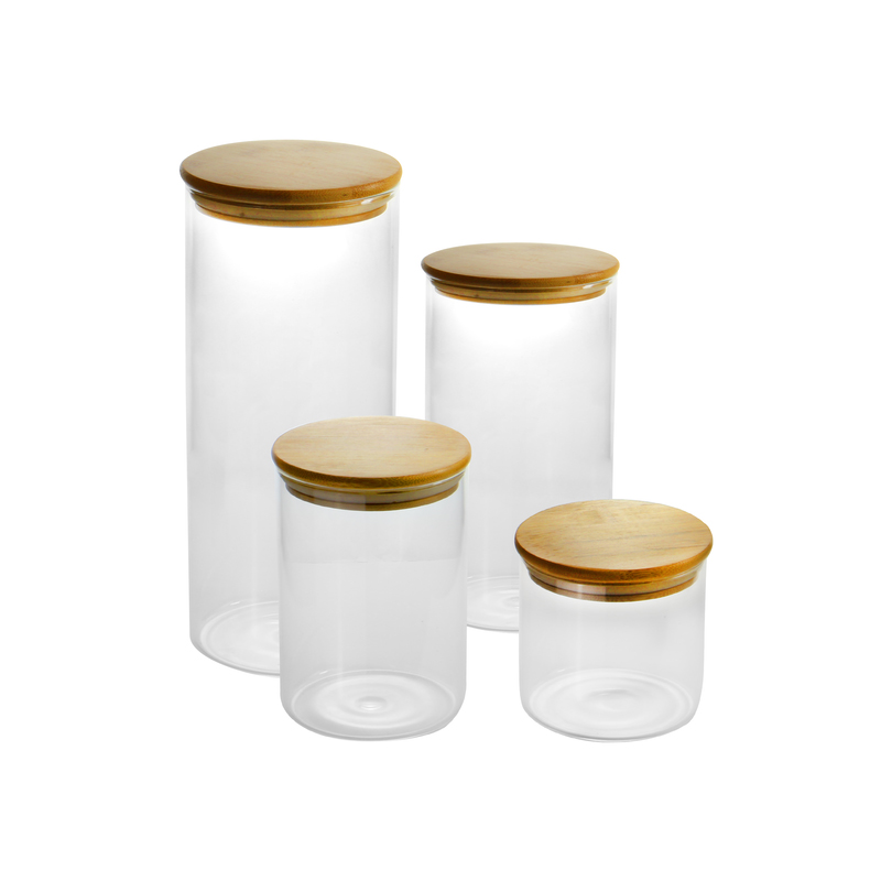 clear storage jars / tall glass containers / glass containers with lids