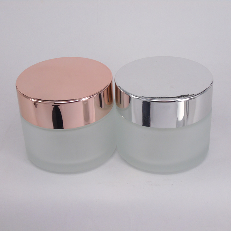 clear transparent/frost 50g/ml cream jar glass jar with rose gold lid