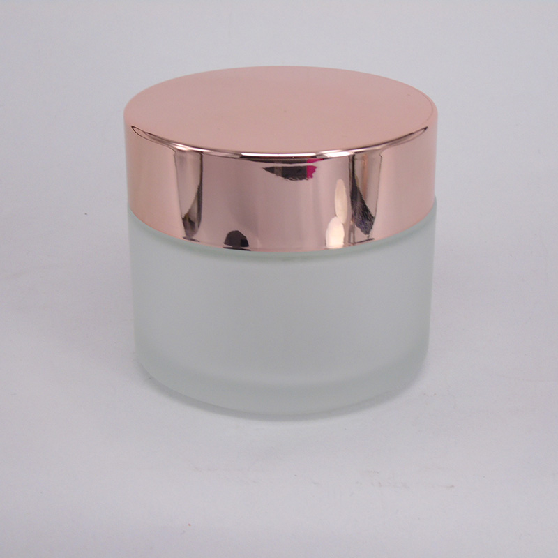 clear transparent/frost 50g/ml cream jar glass jar with rose gold lid