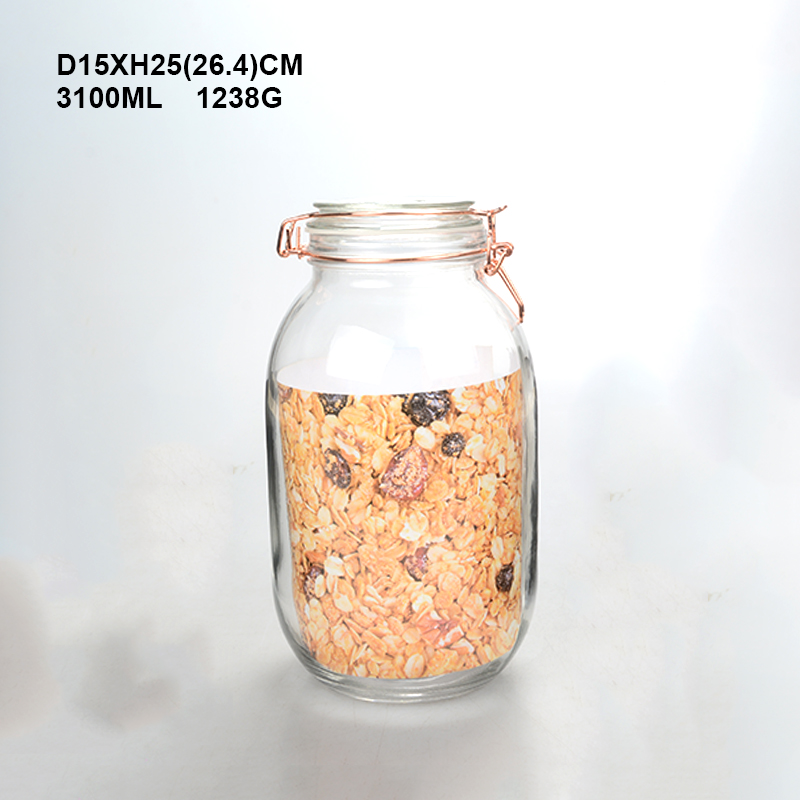 clip top glass storage jar / large glass jar with metal clip lid /clip top glass jar