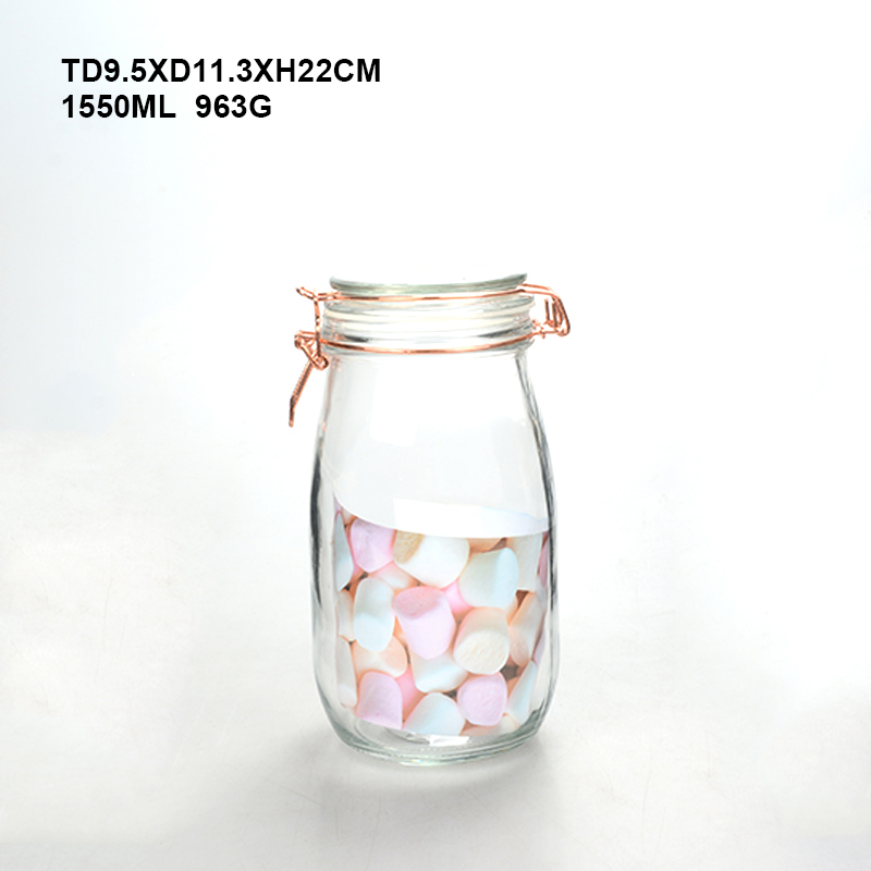 clip top glass storage jar / large glass jar with metal clip lid /clip top glass jar