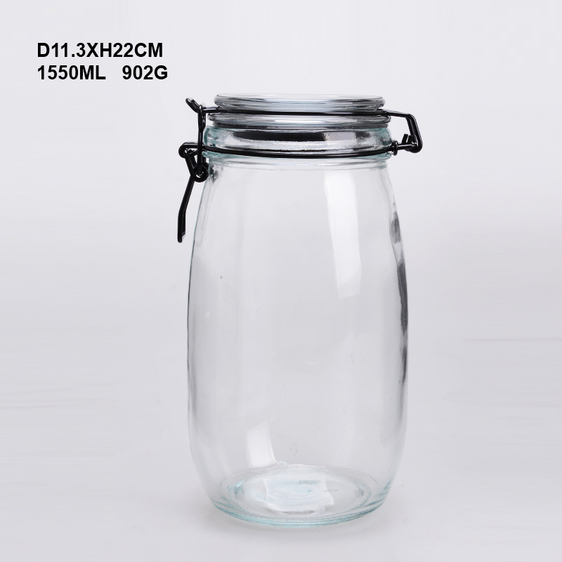 clip top glass storage jar / large glass jar with metal clip lid /clip top glass jar