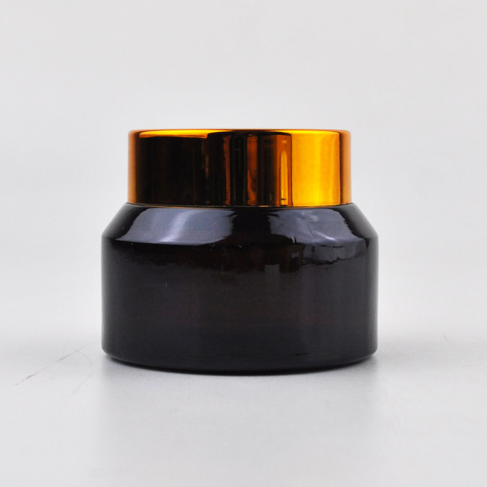 cobalt blue 1/4 200ml shoulder glass cosmetic jar with gold cap