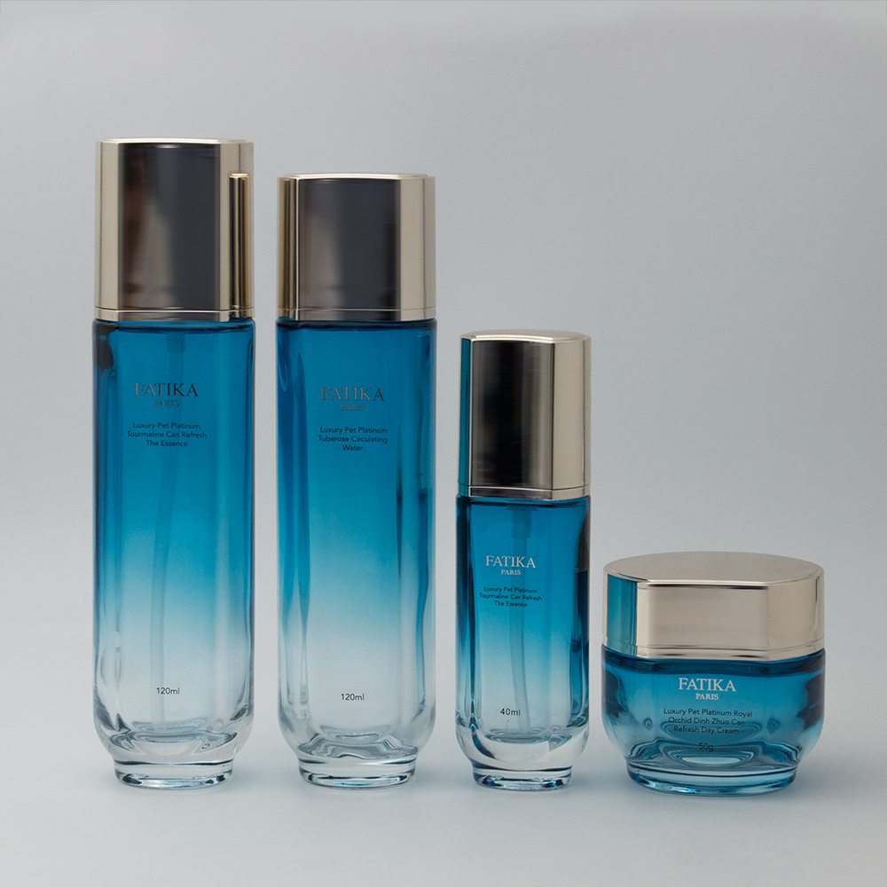 cobalt blue empty face cream glass jar