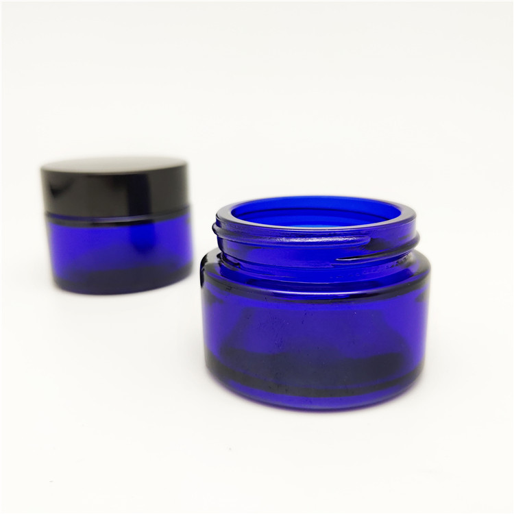 cobalt blue glass jar 50ml, cylinder cosmetic glass cream bottles