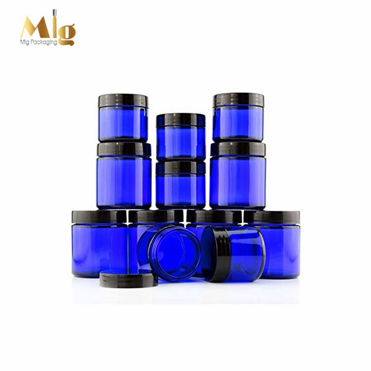 cobalt blue glass jar 50ml, cylinder cosmetic glass cream bottles