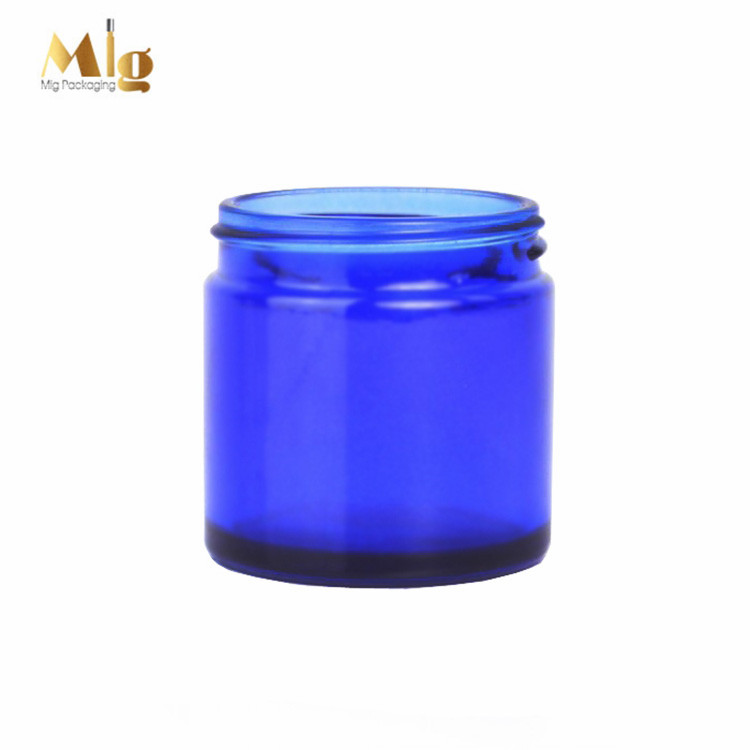 cobalt blue glass jar 50ml, cylinder cosmetic glass cream bottles