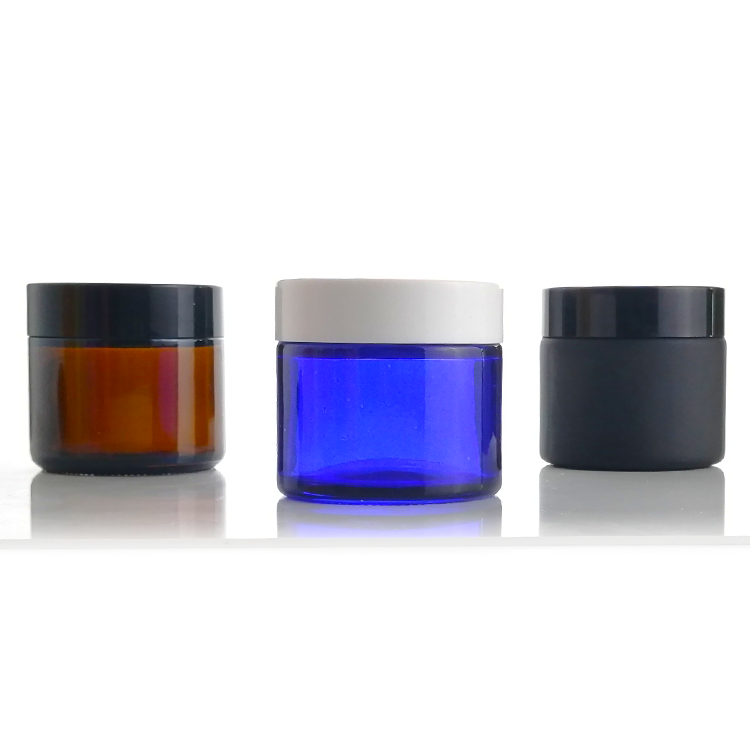 cobalt blue matte black amber cream glass jar cosmetic 100ml 50ml 60ml